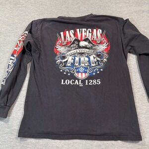Las Vegas Firefighters Long‎ Sleeve T-Shirt Men's Large Black Local 1285 Memor
